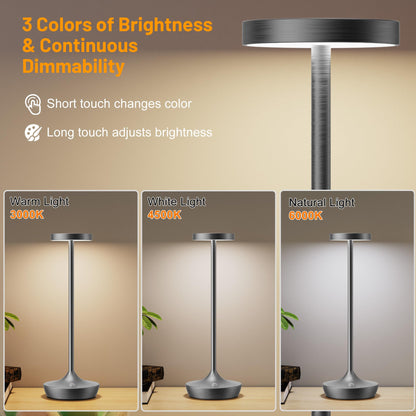Rynx | Willdoak Wireless Outdoor Table Lamps - Rechargeable LED Touch Dimmable Waterproof (2 Gray)