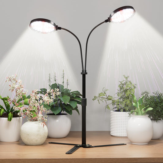 Rynx | Growth light for indoor plants, 6000K full spectrum plant light for indoor cultivation, 3.5'' LED dual ring growth light, height adjustable 9-16'', automatic on/off timing 4/8/12/18 hours (Black)