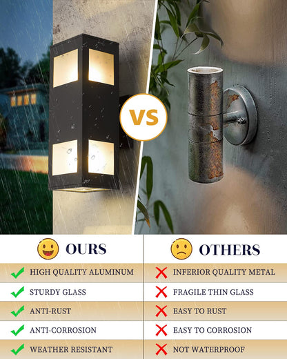 Rynx | Harriet Modern Outdoor Wall Lamps - Waterproof Up/Down Wall Light, Matte Black Finish