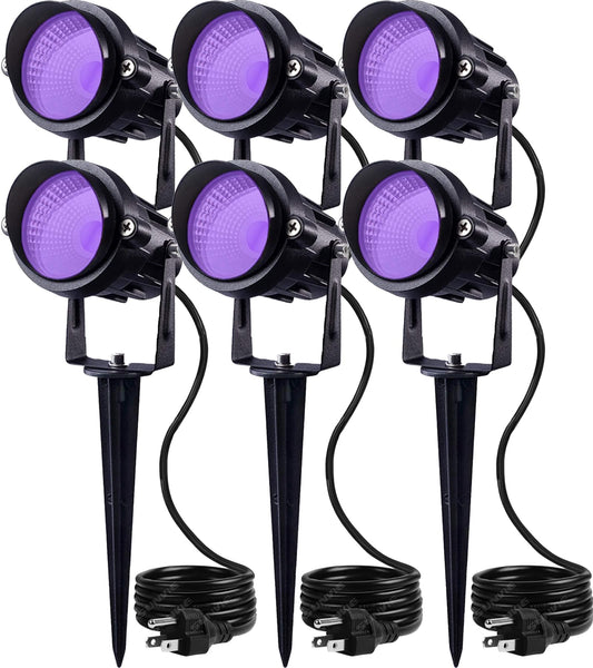 Rynx | Sunvie 6 Pack Black Light Spotlights Outdoor 12W Halloween Led Black Light 120V Outdoor Black Light Spotlights Waterproof Outdoor Halloween Black Light Spot Light For Glow Fest Fluorescent Body Paint