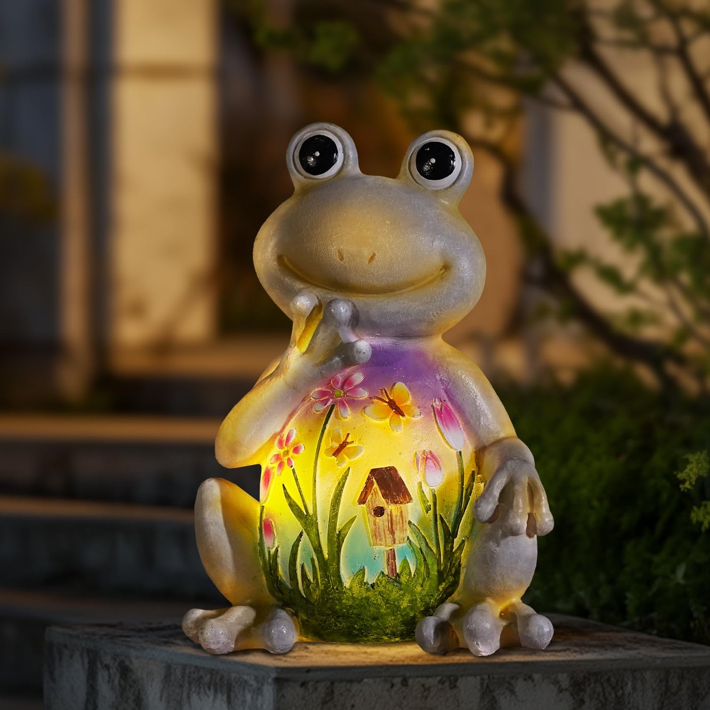 Rynx | Mininova Solar Frog Garden Figurines with Hand-Painted Pattern Lawn Art Outdoor Sculptures for Patio Veranda House Heating