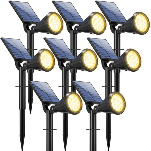 Rynx | Welalo Solspotlight Outdoor Waterproof For Flags, [8 Pack/4 Modes] Landscape Spotlights 180 Adjustable Solar Powered Lights