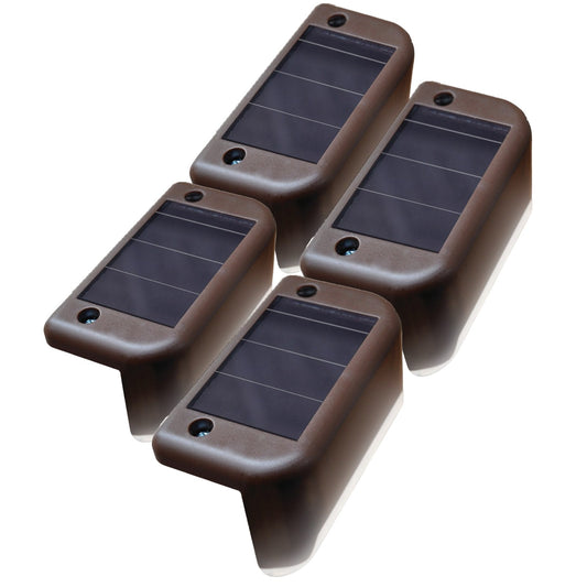 Rynx | Maxsa 47332 Solar Powered Weather Resistant Dusk Till Dawn Light For Steps, Decking, And Railings (4-Pack), Brown