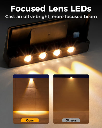 Rynx | Luhlee Solar Garden Lighting, 4 Pack Waterproof Warm White Outdoor Wall Deck Lighting