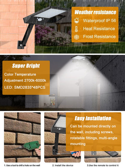 Rynx | Adowan LED Solar Outdoor Light, Motion Sensor, 3 Modes, Waterproof Security Light for Garden