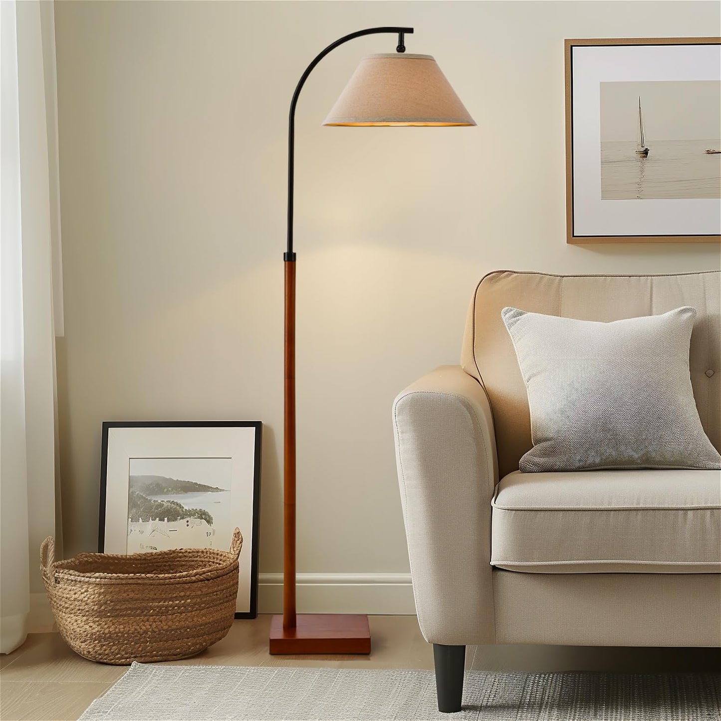 Rynx | G-Safava 63" Black Arc Floor Lamp with Foot Switch for Living Room & Bedroom Lighting