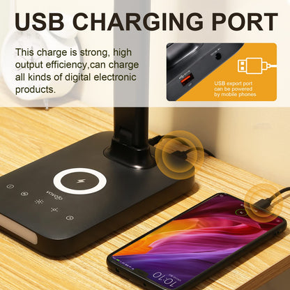Rynx | Vavofo LED Desk Lamp with Fast Charger, USB Port, 5 Brightness Levels, Touch Control, Auto Timer