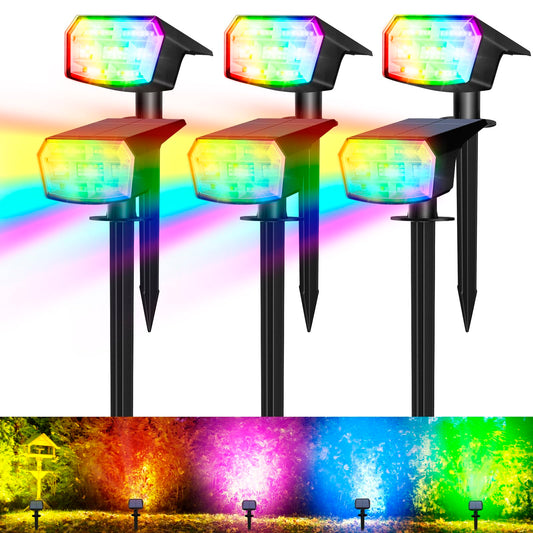 Rynx | Axduwab Sun Color Change Light, 59Led Rgb, 9 Modes, Waterproof, 6 Pack Outdoor Spotlights