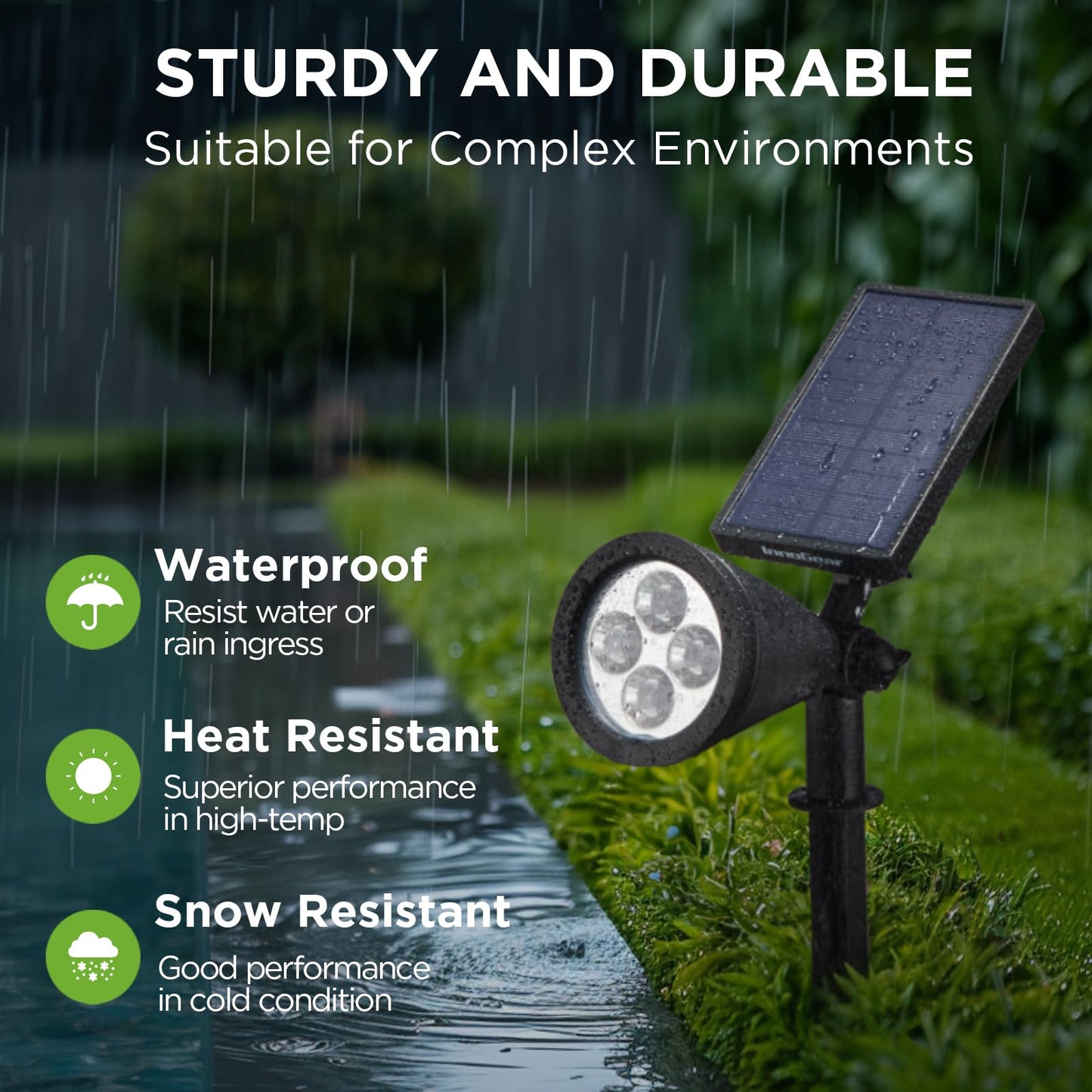 Rynx | Innogear Solar Lamps Outdoor, Waterproof Led Garden Spotlights, Automatic On/Off, Package With 6, White