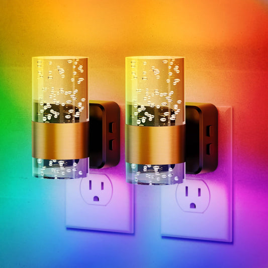Rynx | Jandcase Night Light Plugs Into The Wall, 2 Pack Color Changing Night Light For Kids, 3000K+Rgb 10-Color Led Night Light With Dusk To