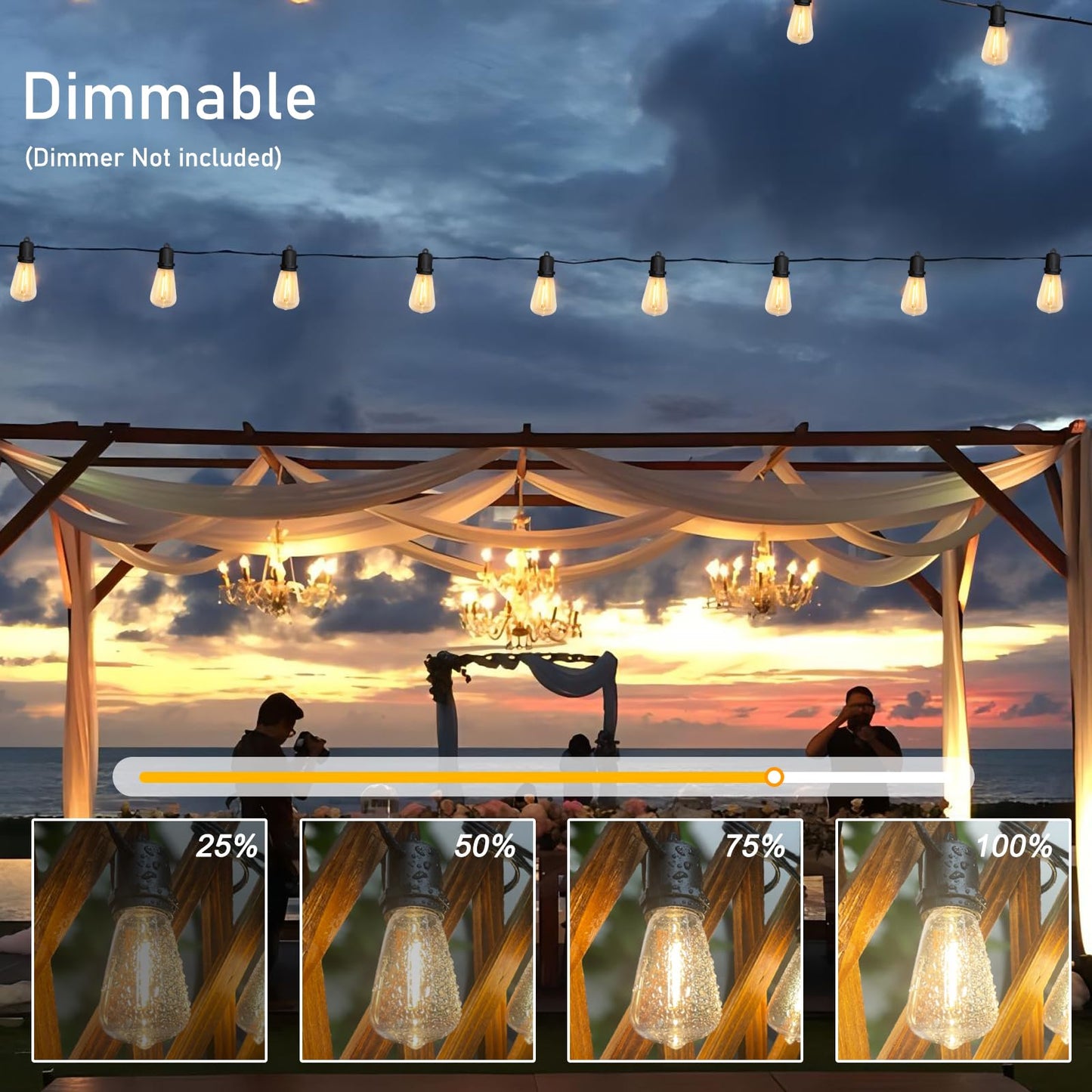 Rynx | Konictom 100Ft Vintage Edison Led Light Chains - Warm White Waterproof Patio Lights