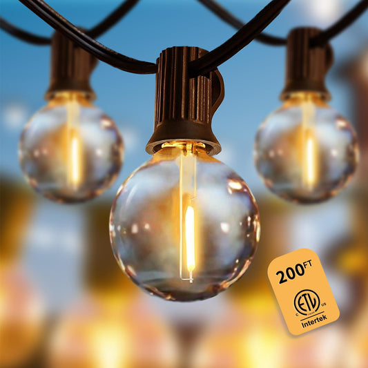 Rynx | Yuusei 200Ft Outdoor Light Sources, 104 Led Waterproof Dimmable Hanging Globe Light, Black
