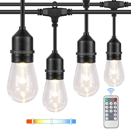 Rynx | Lakumu 48Ft Dimmable Led Outdoor Light Strips, 3 Color Temperatures, Waterproof, Remote Control