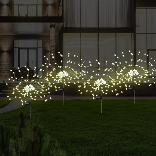 Rynx | Pxbniuya 4 Pcs Solar Lights Outdoor, 175 Led Solar Firework Lights For Garden, 2 Modes Ip67 Waterproof Copper Wire Diy Decorative Lights, Solar Starburst Lights For Party Patio (Warm White)
