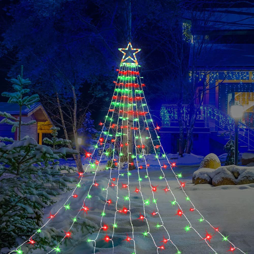 Rynx | Miniao 16.4FT 320 LED Christmas Lights, Waterproof Star Top, Red & Green Decor