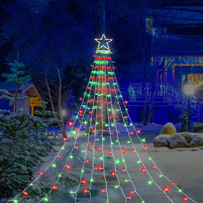 Rynx | Miniao 16.4FT 320 LED Christmas Lights, Waterproof Star Top, Red & Green Decor