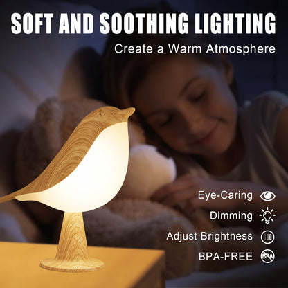 Rynx | Vquand 2 Pack Bird Desk Lamp - Rechargeable Kids Night Lamp With Touch Sensor & 3 Color Modes