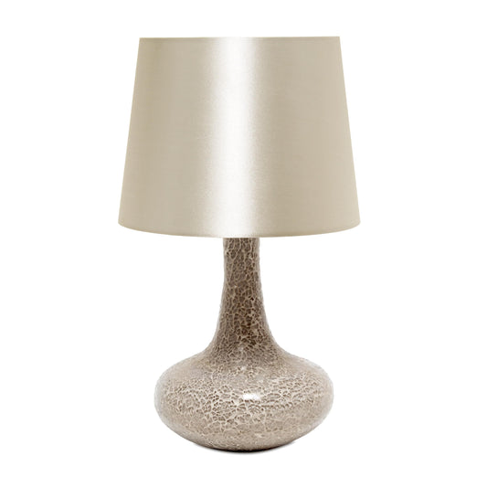 Rynx | Simple design Lt1143-Cha Colored glass fusion mounted table lamp and matching faux silk shade for entryway, living room, hallway, bedroom, office, champagne