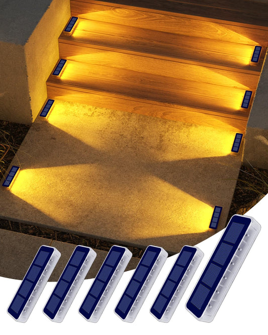 Rynx | Detarzinled solar step lights for outdoor, 6-pack solar step lights outdoor waterproof, warm white cover lights solar powered water