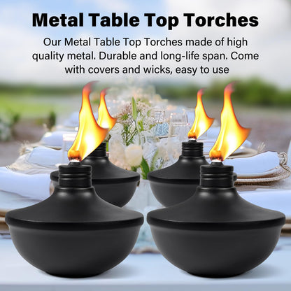 Rynx | Fan-Torches 6-Pack Citronella Tabletop Torches - Refillable, Metal, Ideal for Patio & Garden