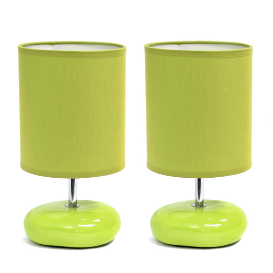 Rynx | Simple design Lt1153-Grn-2Pk Petite Circle Stone Table Lamp 2 Pack Set For Bedroom, Children's Room, Office, Living Room, Children's Room, Reading Corner, Green