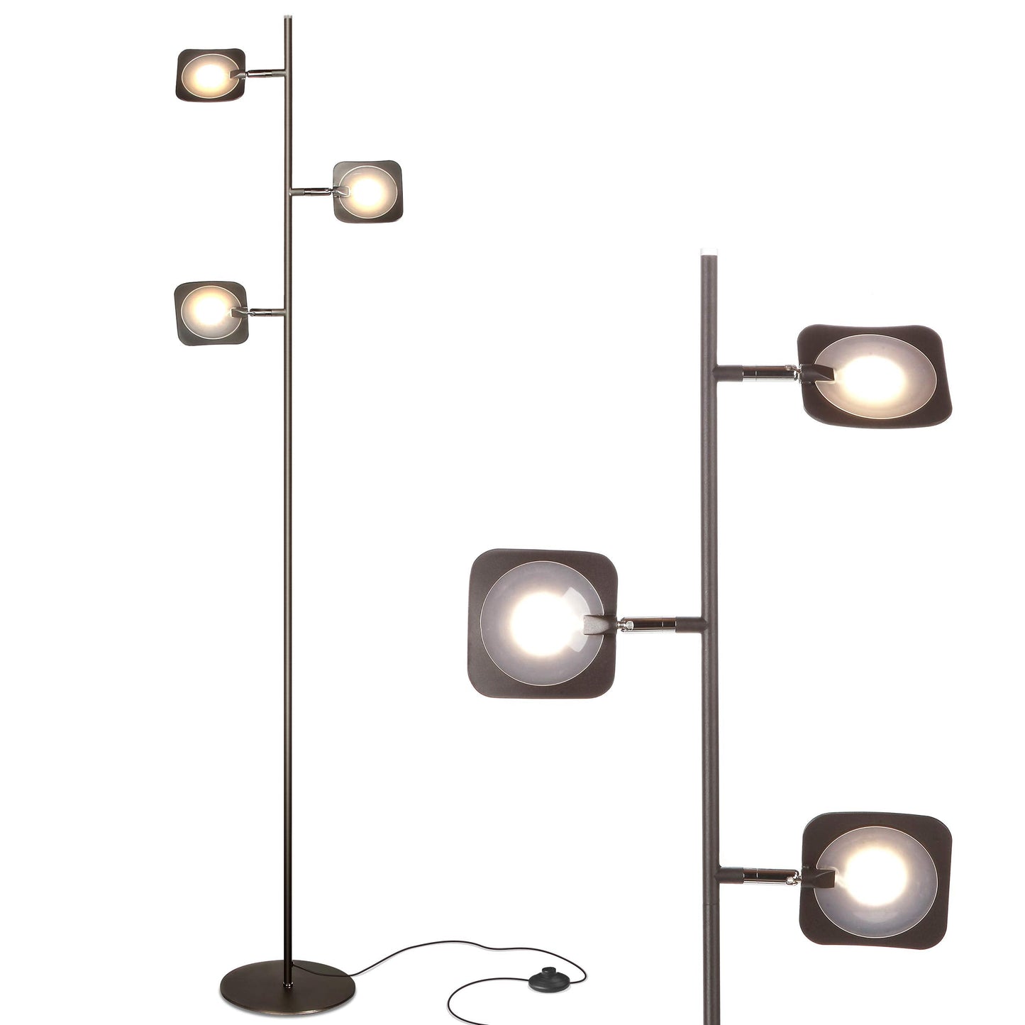 Rynx | Brightech Tree Floor Lamp For Living Rooms And Offices, Dimmable Standing Lamp For Bedroom Reading, Led Spotlights Floor Lamp, Tall Lamp With Adjustable Panels For Minimal Space Usage - Bronze