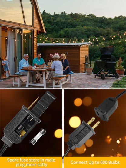 Rynx | Yuusei 200Ft Outdoor Light Sources, 104 Led Waterproof Dimmable Hanging Globe Light, Black