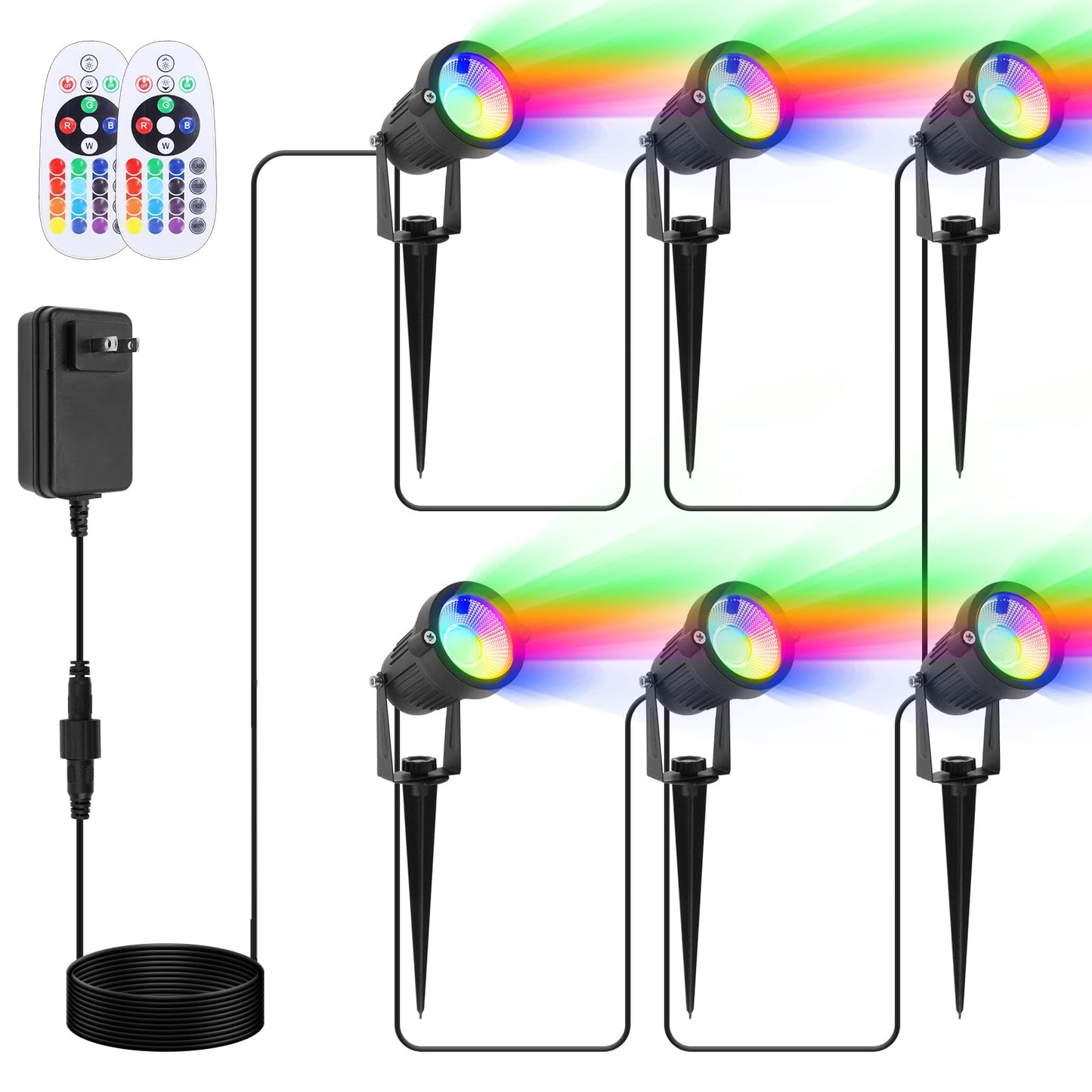 Rynx | Volisun Christmas spotlights - 16 color-changing waterproof uplights, 6 packs for garden/farm