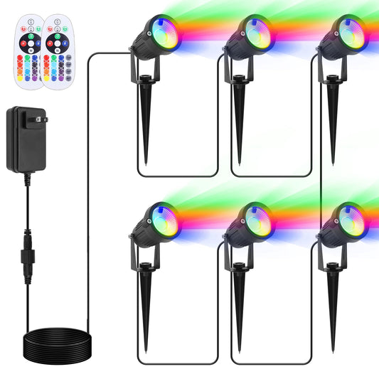 Rynx | Volisun Christmas spotlights - 16 color-changing waterproof uplights, 6 packs for garden/farm