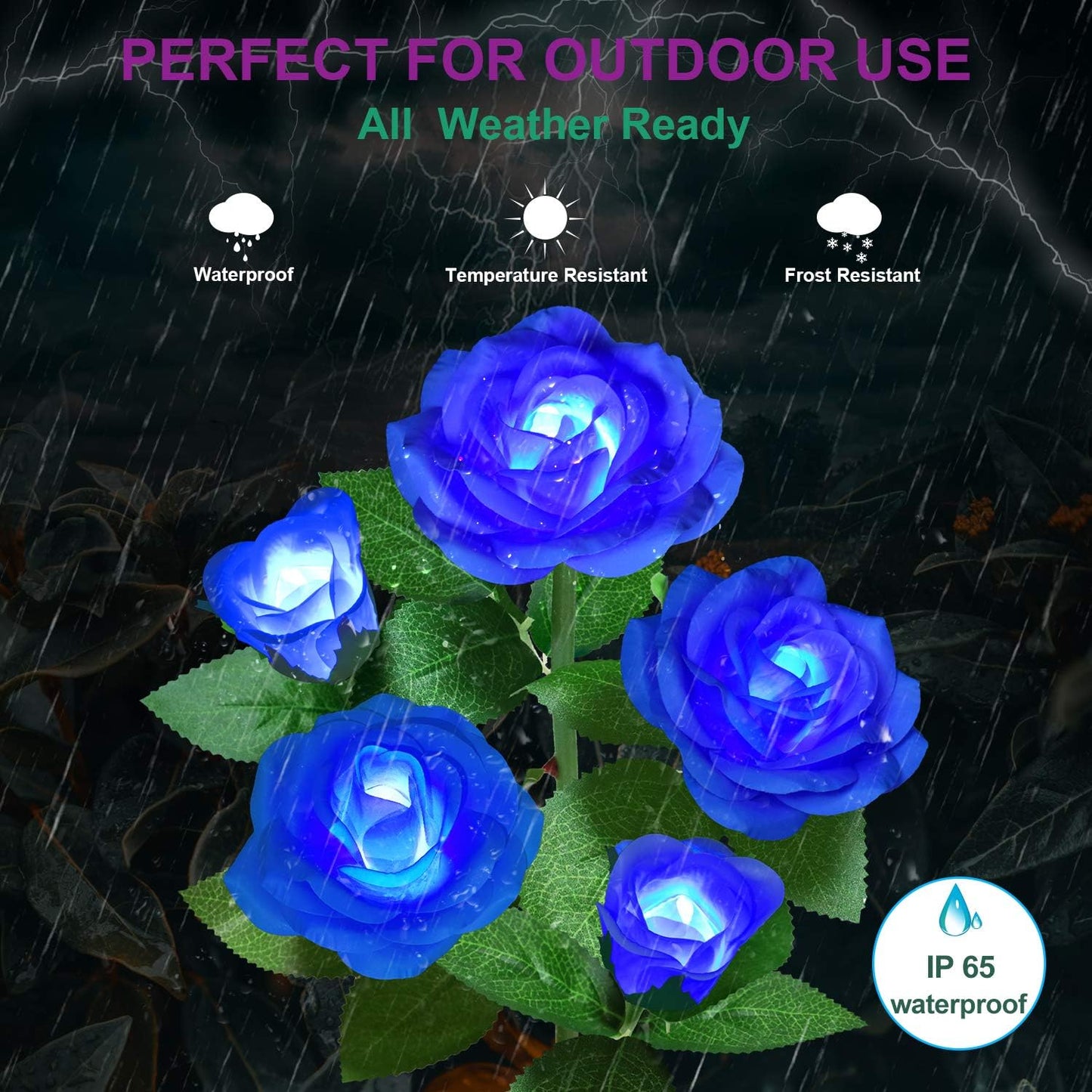 Rynx | Ywywled Sunflower Lights - 20 Blue Led Waterproof Garden Stake Lights, 4 Pack