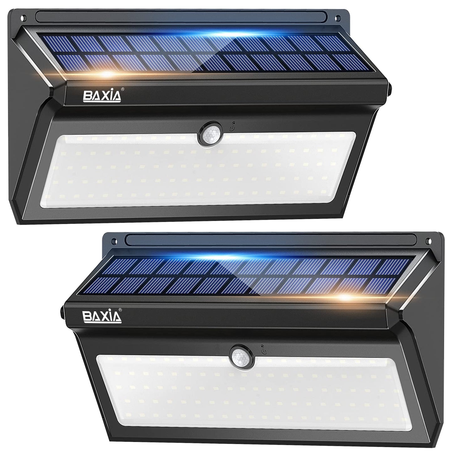 Rynx | Baxia Technology 100 LED Solar Motion Sensor Lights, Waterproof Outdoor Security Wall Lights, 2-pack