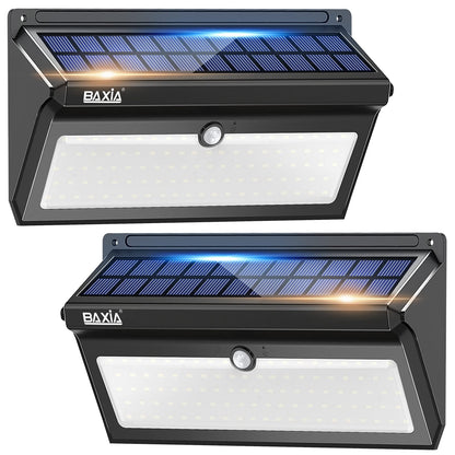 Rynx | Baxia Technology 100 LED Solar Motion Sensor Lights, Waterproof Outdoor Security Wall Lights, 2-pack