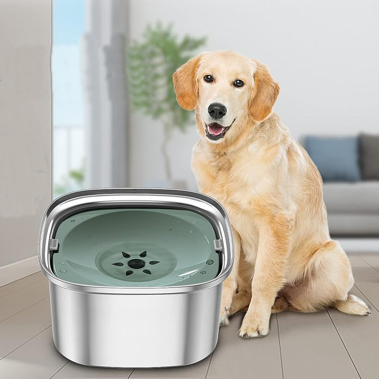 RYNX | Spill-Proof Water Bowl For Large Dogs Green