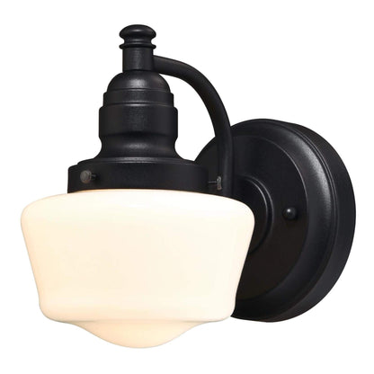 Rynx | Westinghouse Eddystone One-Light Outdoor Wall Sconce, Textured Black, Opal Glass, 1-Pack