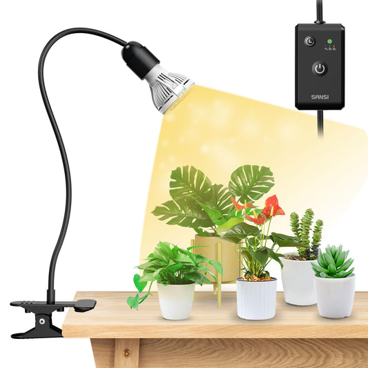 Rynx | Sansi 150W Full Spectrum Led Grow Light With Timer & Goose Neck, Free Light Bulb Replacement, Black