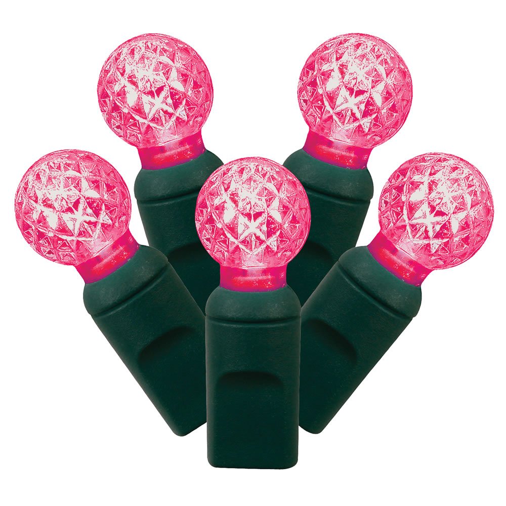 Rynx | X6G9535 Light Set Features 50 Led Lights On Green Wire With 6&quot; Bulb Spacing, 25', Magenta