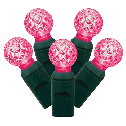 Rynx | X6G9535 Light Set Features 50 Led Lights On Green Wire With 6&quot; Bulb Spacing, 25', Magenta