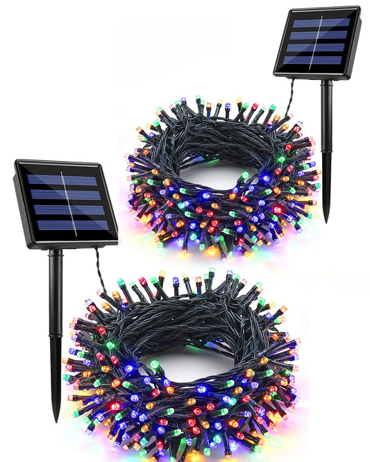 Rynx | Flacchi 72Ft Solar Powered String Lights, 200 LED Multicolor, Waterproof, 8 Modes, 2 Pack for Outdoor Decoration