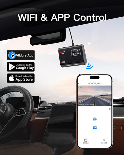 Rynx | 4K Dash Cam 2160P, WiFi with dedicated car charger, free 64GB SD card