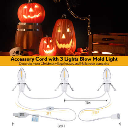 Rynx | Meonum 8.2 foot LED light cable with 3 warm white bulbs for Halloween and Christmas decorations