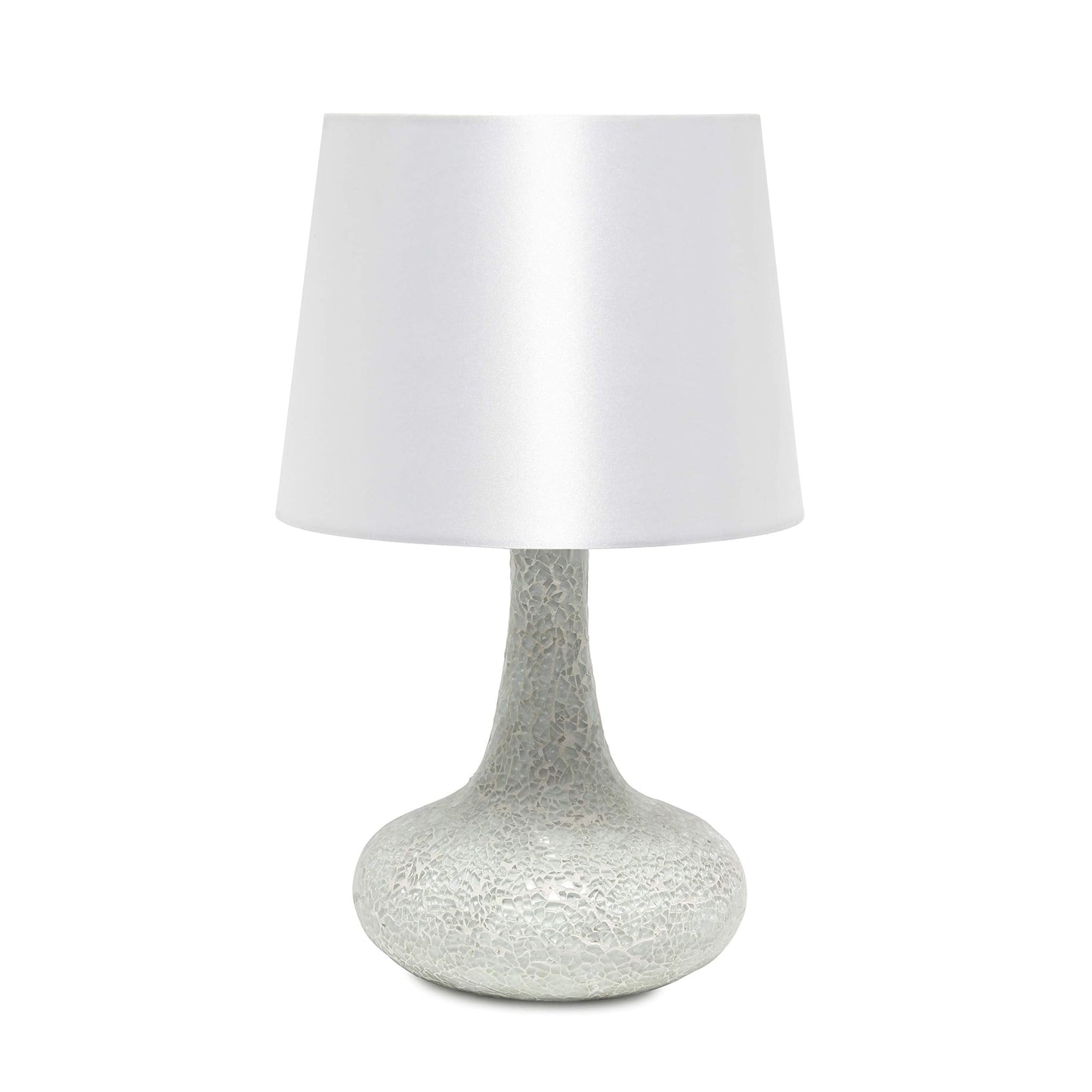 Rynx | Simple design Lt1143-White Colored glass fusion Assembly Table lamp and matching faux silk Shade for entrance hall, living room, hallway, bedroom, office, white