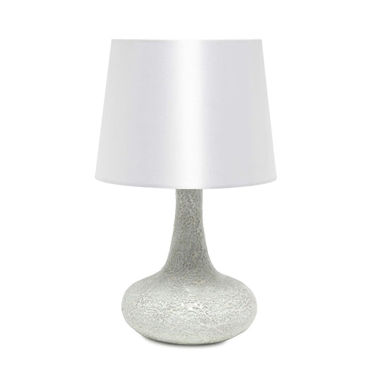 Rynx | Simple design Lt1143-White Colored glass fusion Assembly Table lamp and matching faux silk Shade for entrance hall, living room, hallway, bedroom, office, white