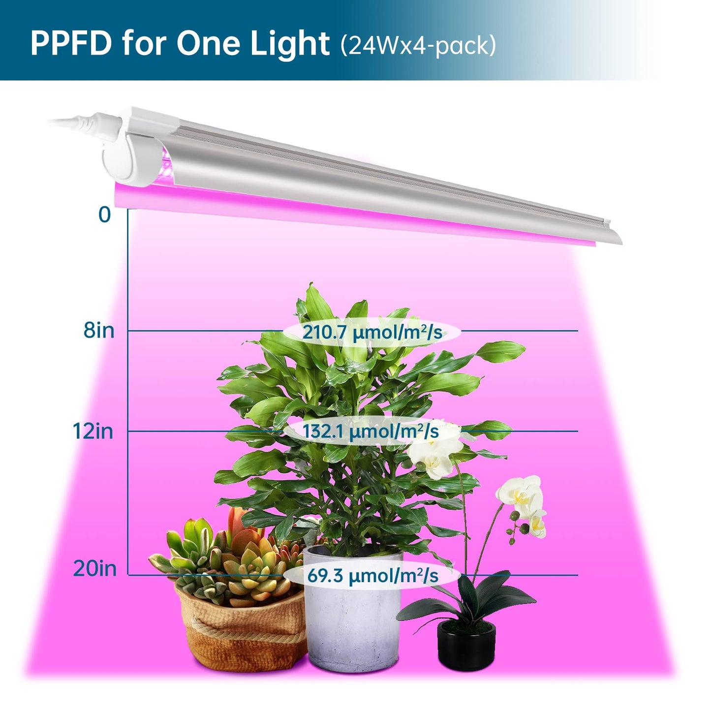 Rynx | Barrina 2Ft Led Grow Light For Indoor Plants, Full Spectrum V-Shape Reflector, 4-Pack