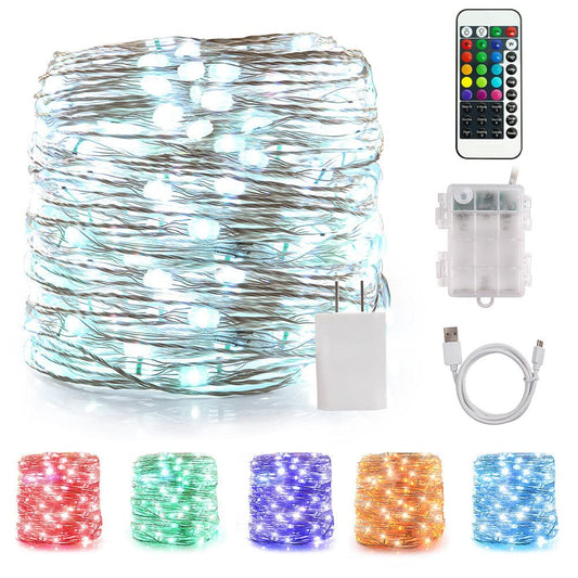 Rynx | LED Light Sources Indoor Fairy Light Sources Multicolor Changing, Waterproof Glittering Lights with Remote Control for Indoor, Bedroom, Wedding, Outdoor Christmas Decoration (40 Ft 120 Leds USB & Battery Operated)