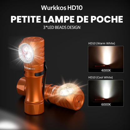 Rynx | Wurkkos Hd10 Rechargeable Flashlight 1200 Lumen Right Angle, Ip68, Rgb User Interface, Orange 6000