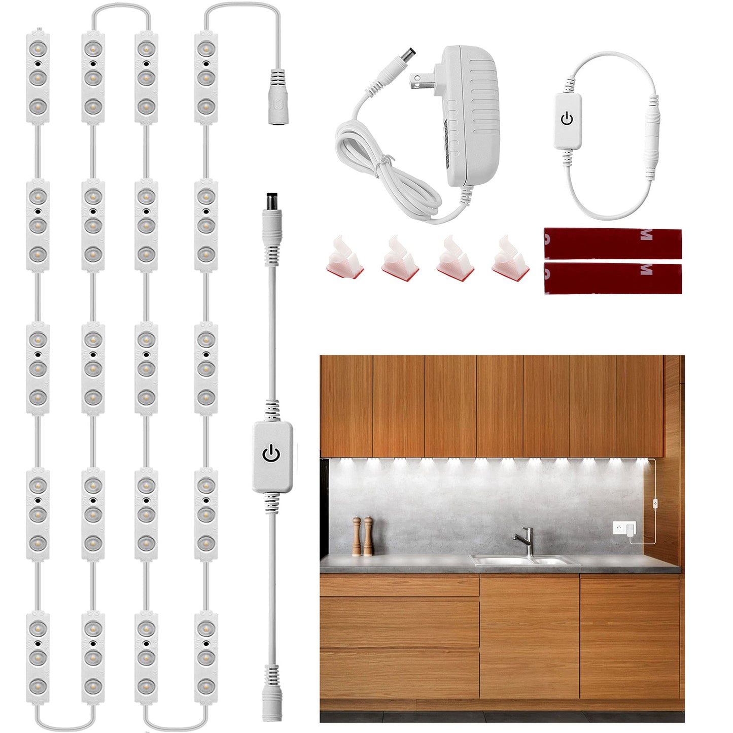 Rynx | Lphumex Flexible Jewelry Lighting, 10 Ft Clear White 6000K Showcase LED Light, With Dimmer Switch & Power Adapter,