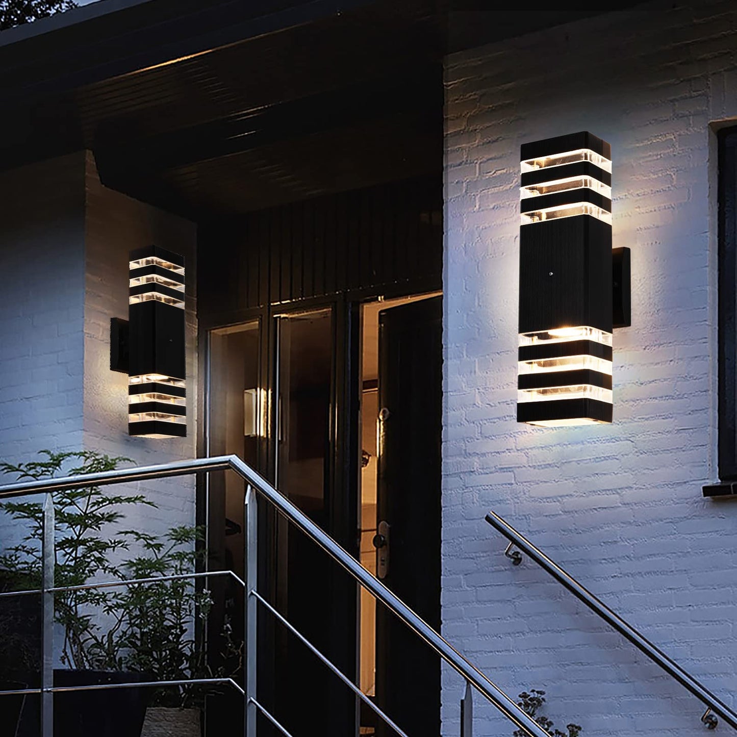 Rynx | Zhmdjdsh Dusk To Dawn Outdoor Wall Lamps - 3000K Warm White Aluminium Up/Down Veranda Lights