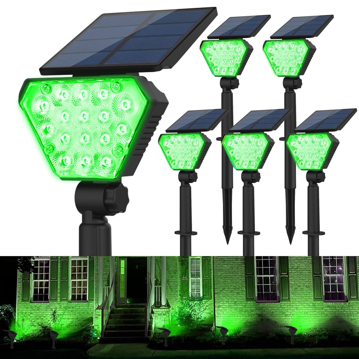Rynx | T-Sol Green Solar Spotlights Outdoor Solar Green Lights Green Outdoor Lights Solar Landscape Lights Ip65 Waterproof, Auto On/Off