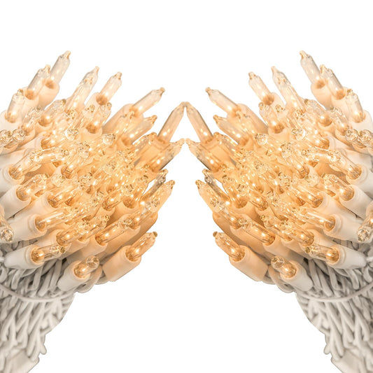 Rynx | Lidore Super Bright Clear Mini Christmas Tree Light Sources, Gift For Decoration, 21.45Ft 100 Bulbs With White Wire, Ul Listed Indoor Outdoor Lighting For Holiday (White Cable, 2-Pack)