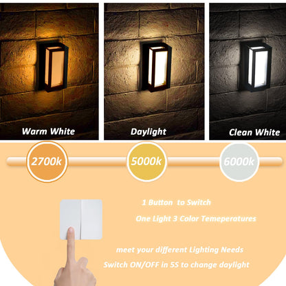 Rynx | Rosykite Outdoor Wall Lamp, 18W LED Porch Light, 3 Color Replaceable, Aluminum